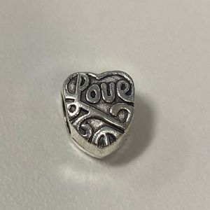 Silver Love Heart Charm 4 Pandora bracelet necklace couple loves happy bead